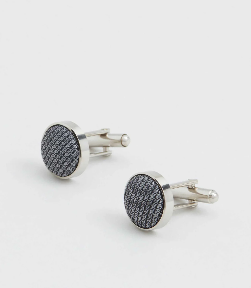 Boutons de manchette tissu gris