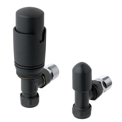 Eastbrook Valve radiator aansluitset haaks met thermostaat antraciet