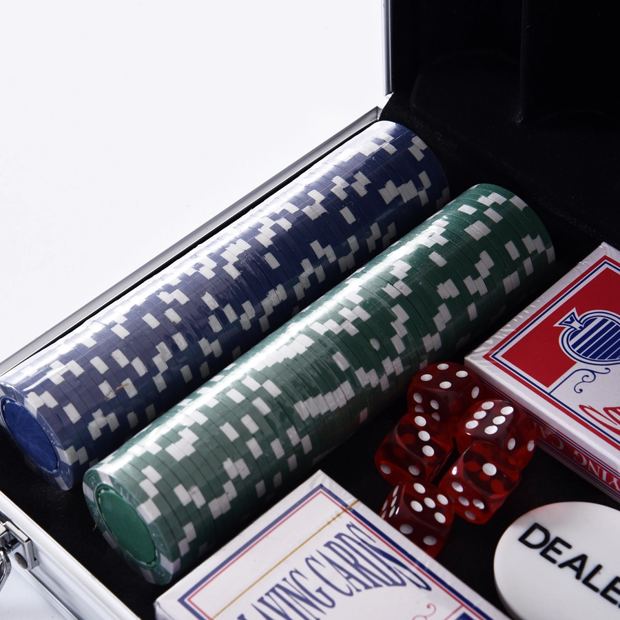 HOMCOM Pokerkoffer mit 200 Chips silber