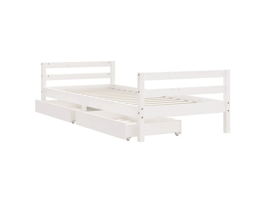 VIDAXL - Lit enfant Cadre de lit d'enfants tiroirs blanc 90x190 cm bois pin mass...
