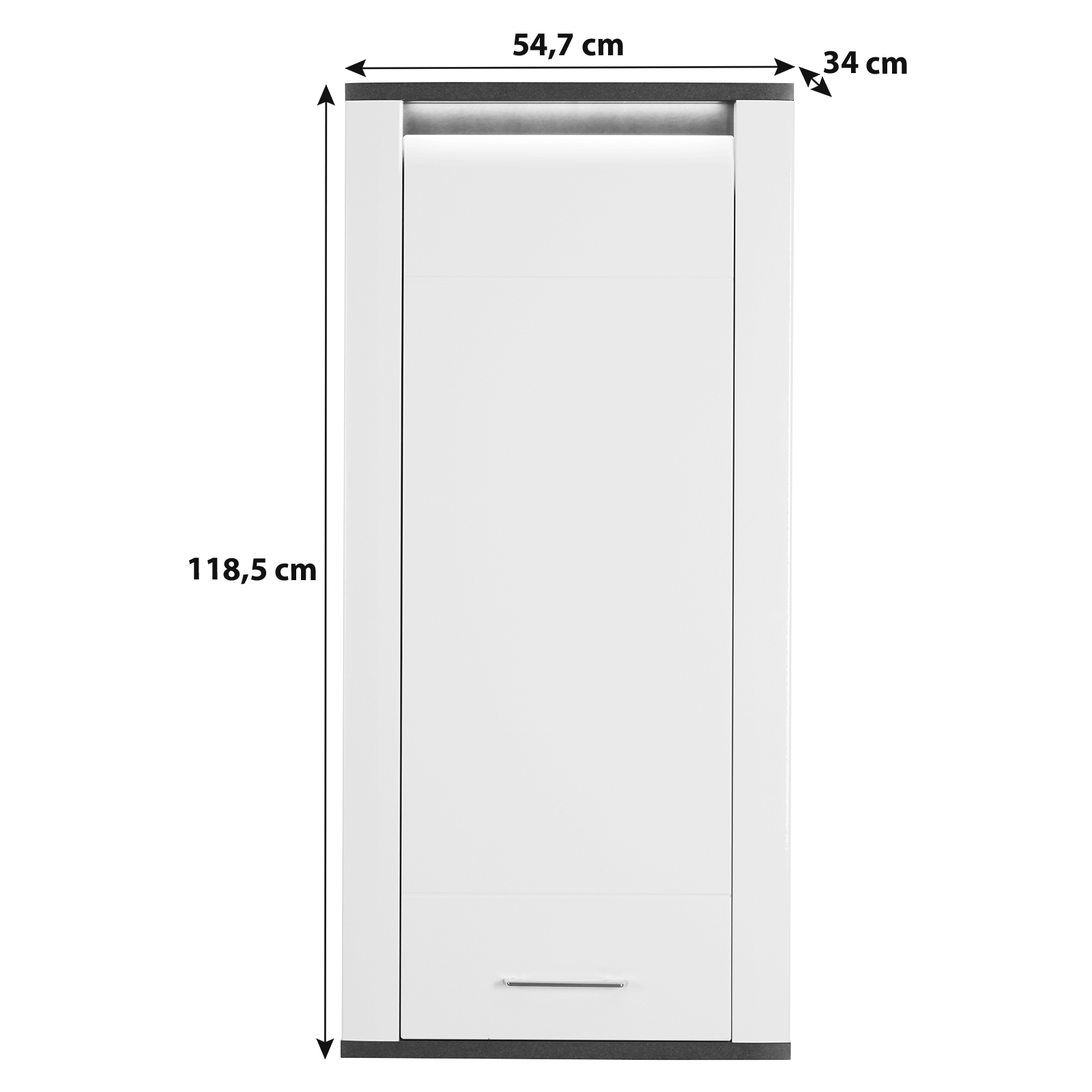 Luca Bessoni Hängeschrank ALASSIO - weiß Hochglanz - Matera dunkel - 55 cm