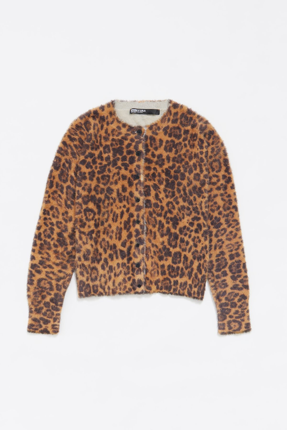 Cardigã ajustado em pele de leopardo natural