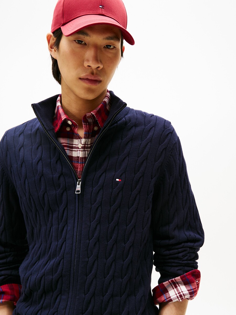 TOMMY HILFIGER<br>Cardigã com zíper e tranças