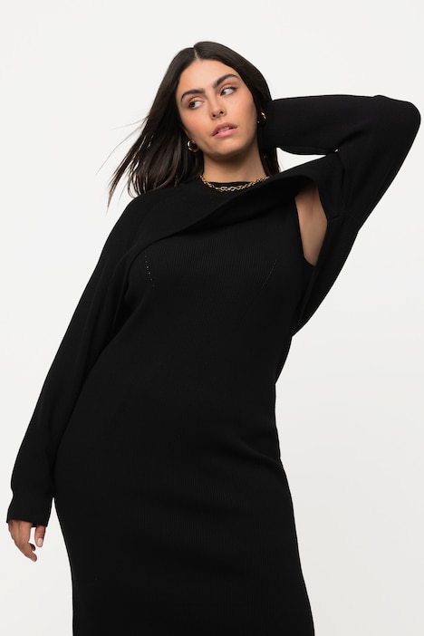 Pullover, kurz, Patentstrick, Rundhals, Langarm