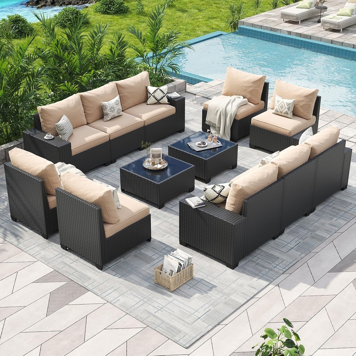 Outdoor Patio Furniture Sets with 4in Thicken Cushion