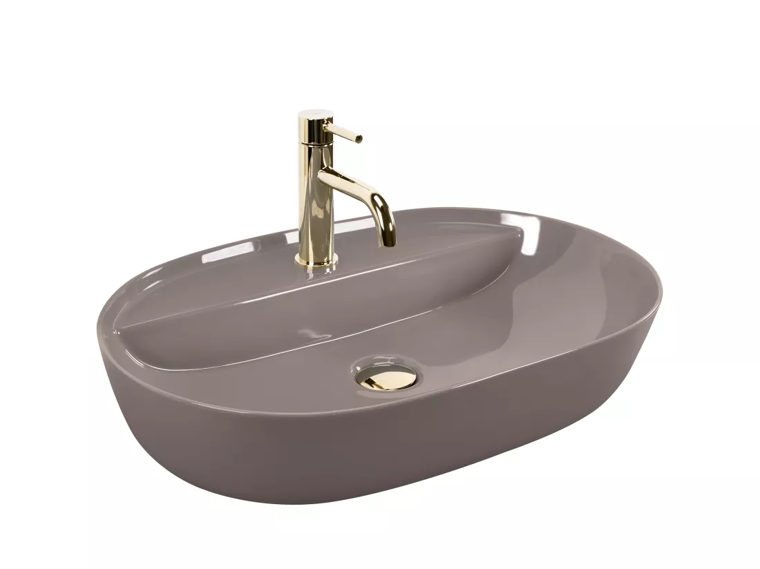 Vasque À Poser Rea Aura 61 Shiny Beige