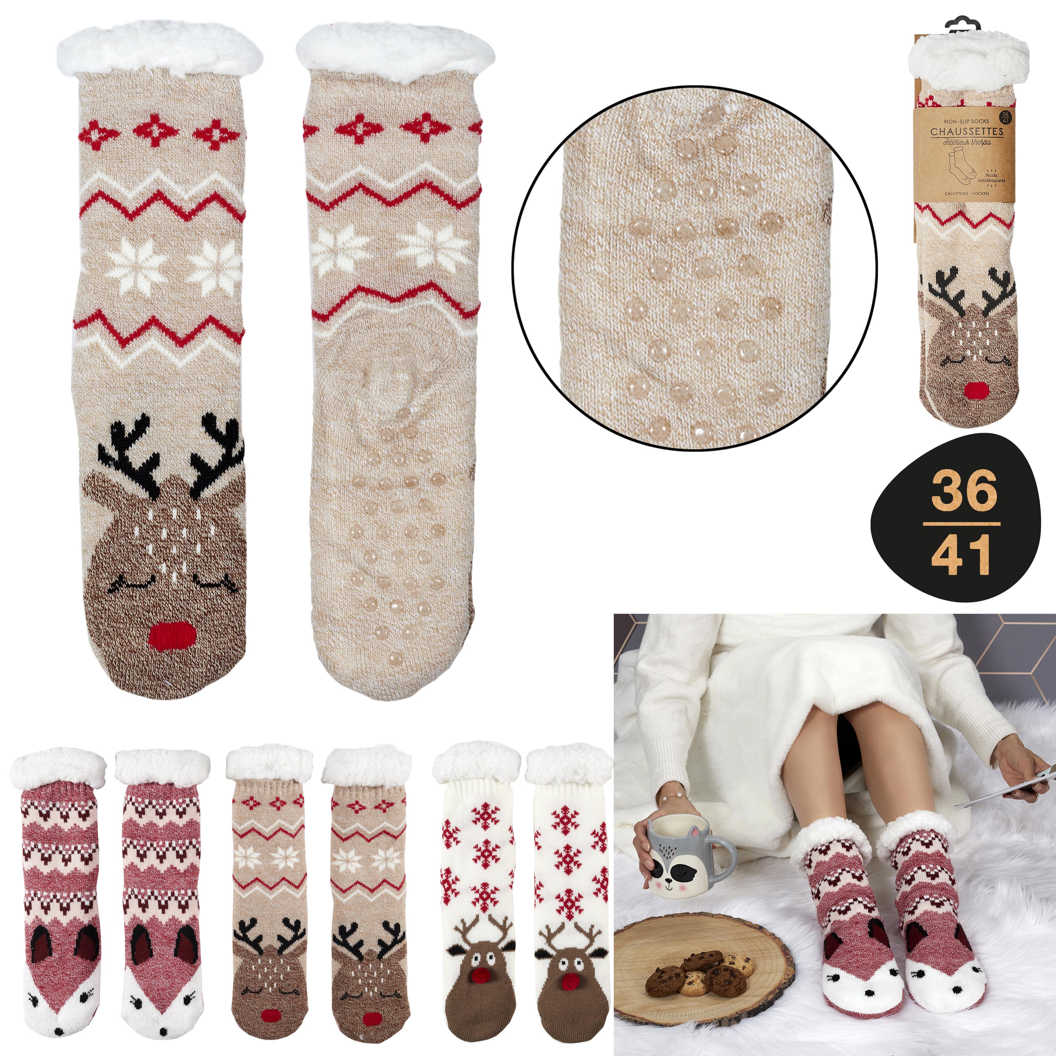 CHAUSSETTES SHERPA RENARD ET RENNE ADULTE