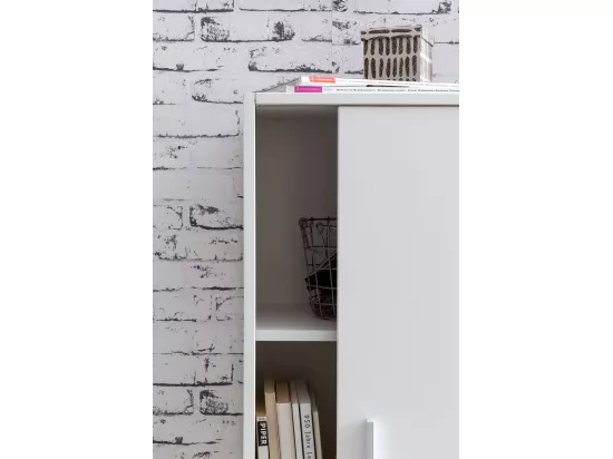 Commode avec 2 portes Armoire 60x107,5x28,5 cm Blanche Buffet Cabinet