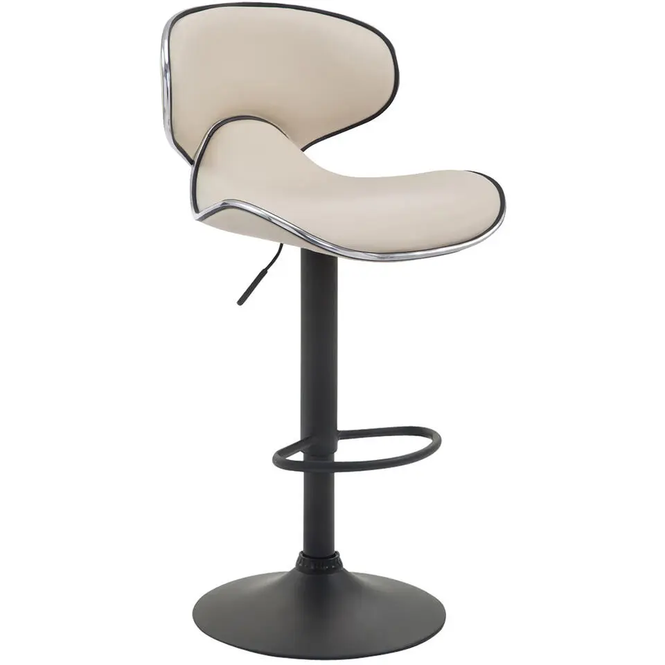 CLP Set van 2 Barkruk Las Vegas v2 zwart Frame - Kunstleer - creme