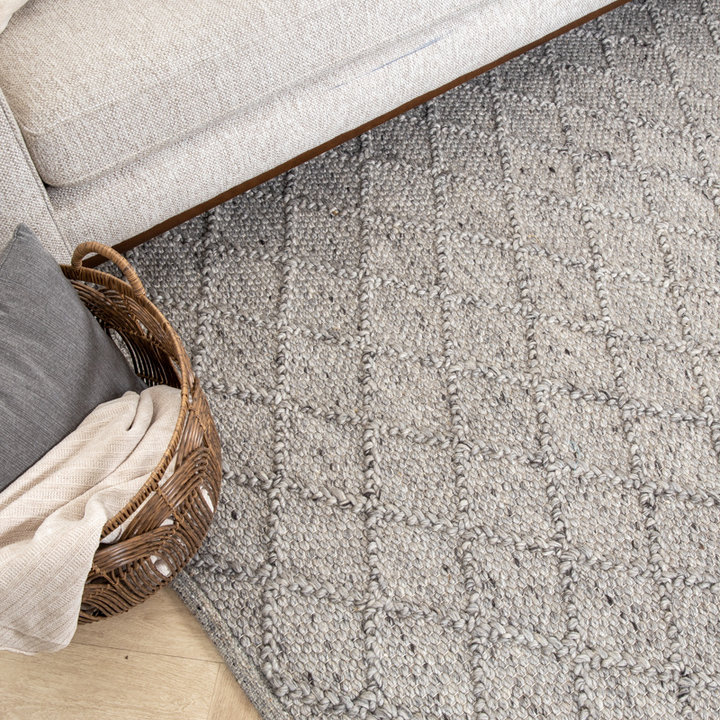 Wol gevlochten vloerkleed - Knit Grijs | Top kwaliteit
