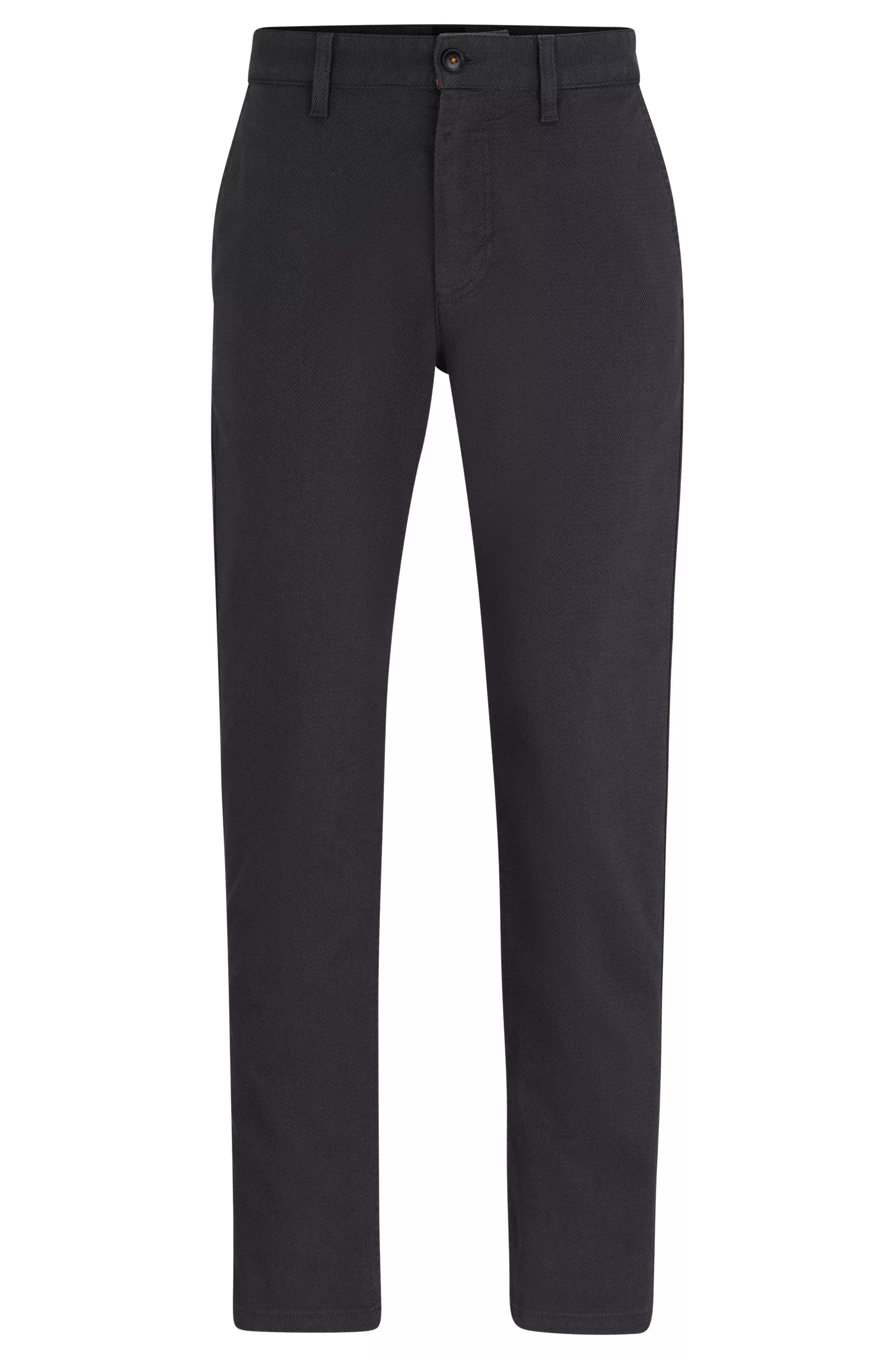 Calça chino BOSS laranja, corte afunilado, em algodão estruturado com elastano.