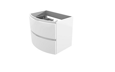 Meuble sous vasque blanc Vague 138 cm + complément gauche et droit + plan vasque en verre