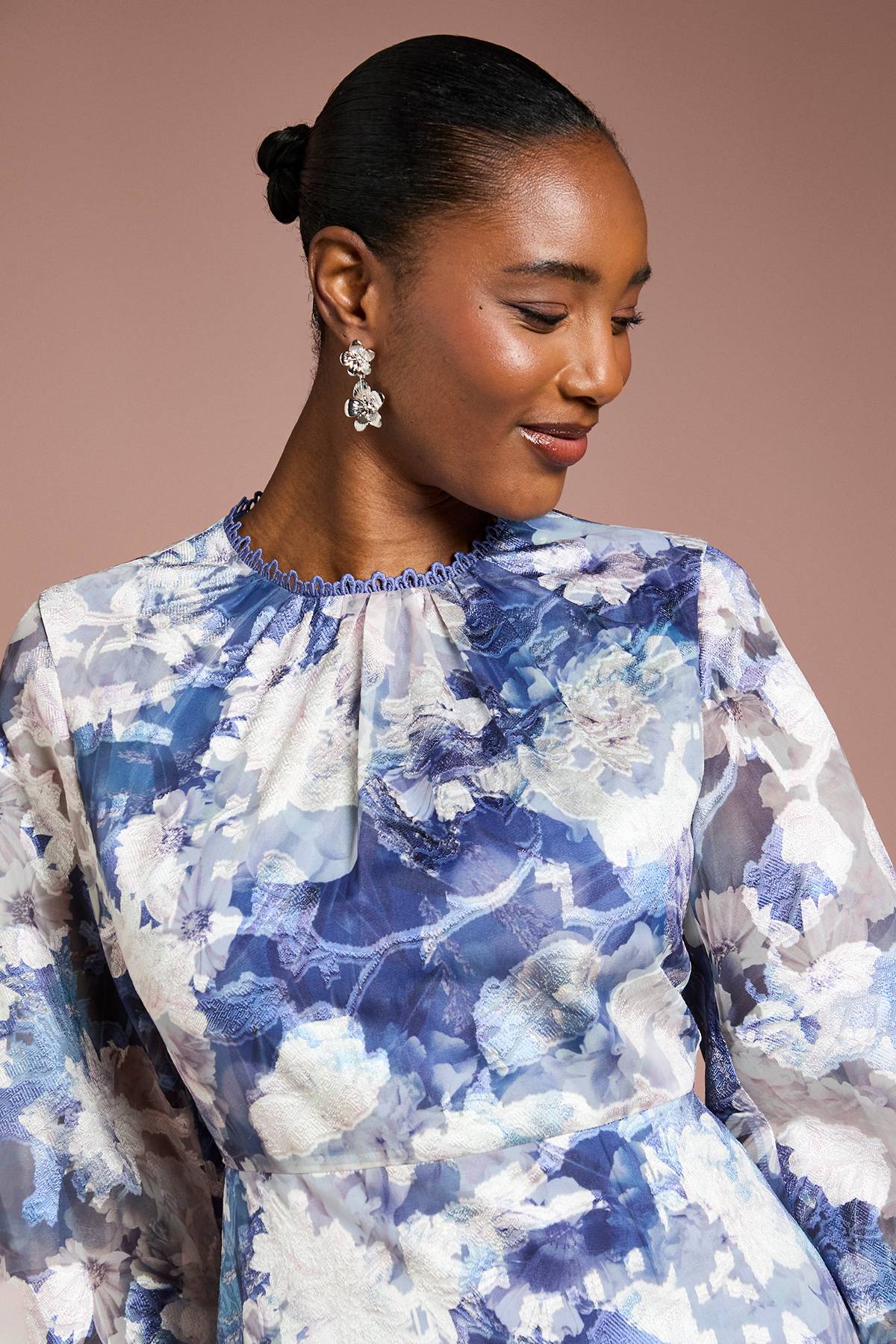 Coast Robe Volumineuse en Jacquard de Satin Imprimé