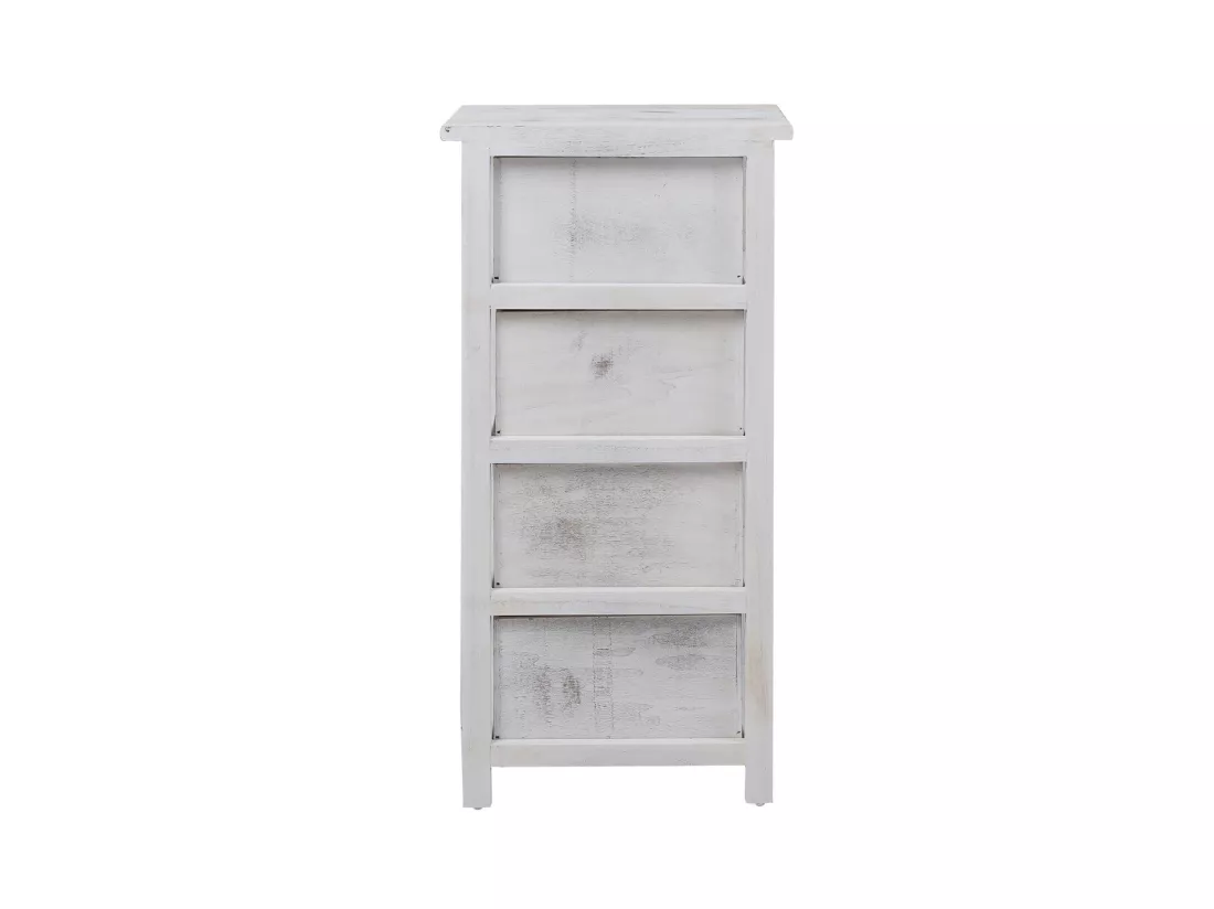 Chiffonnier Meuble 4 Tiroirs Bois Blanc Shabby 73x37x27