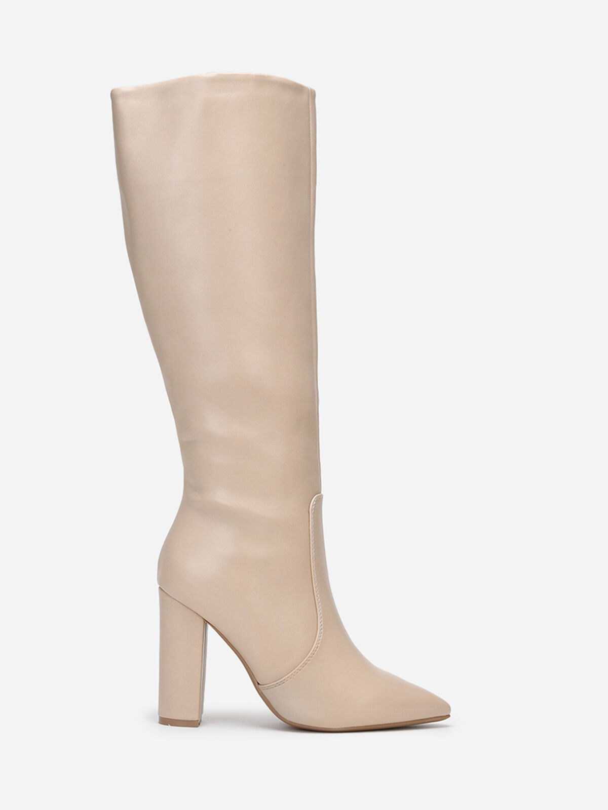 Bottes pointues en simili rigide- Beige