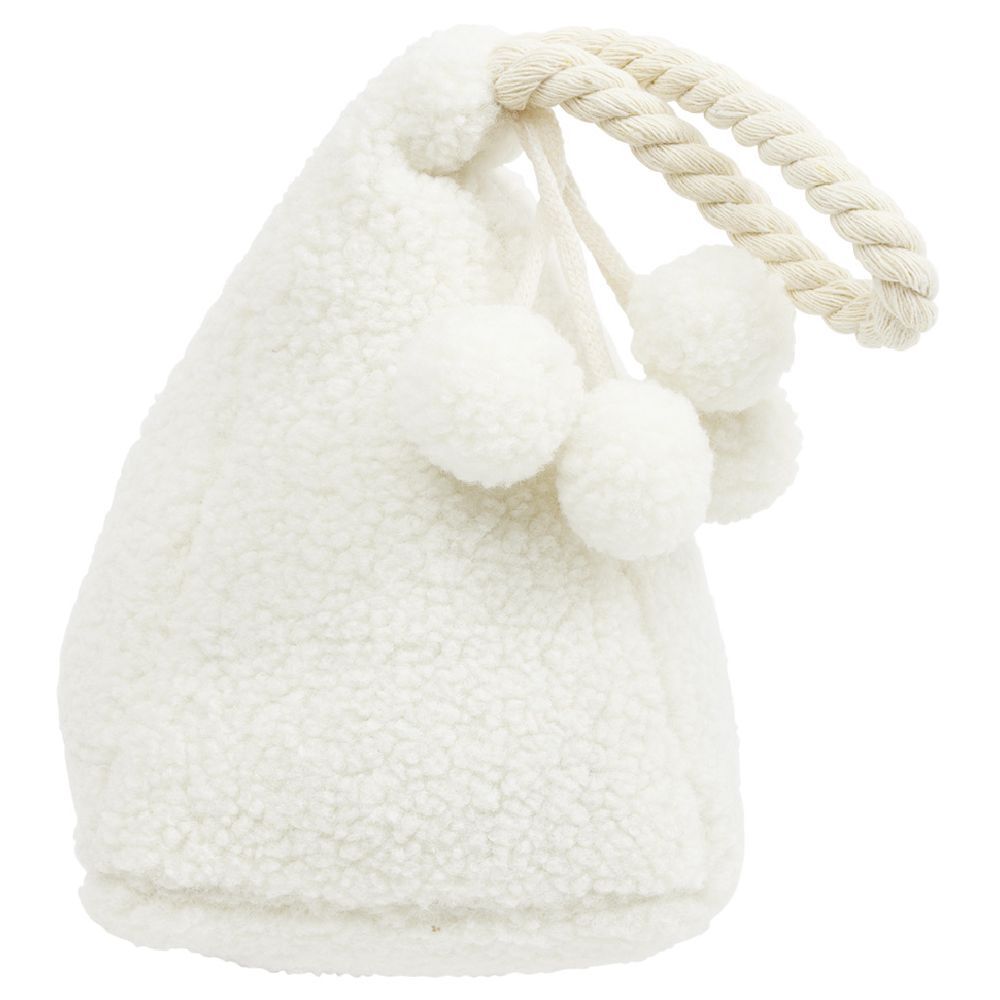 Cale porte pompon effet laine blanc Ø15,5xH19cm
