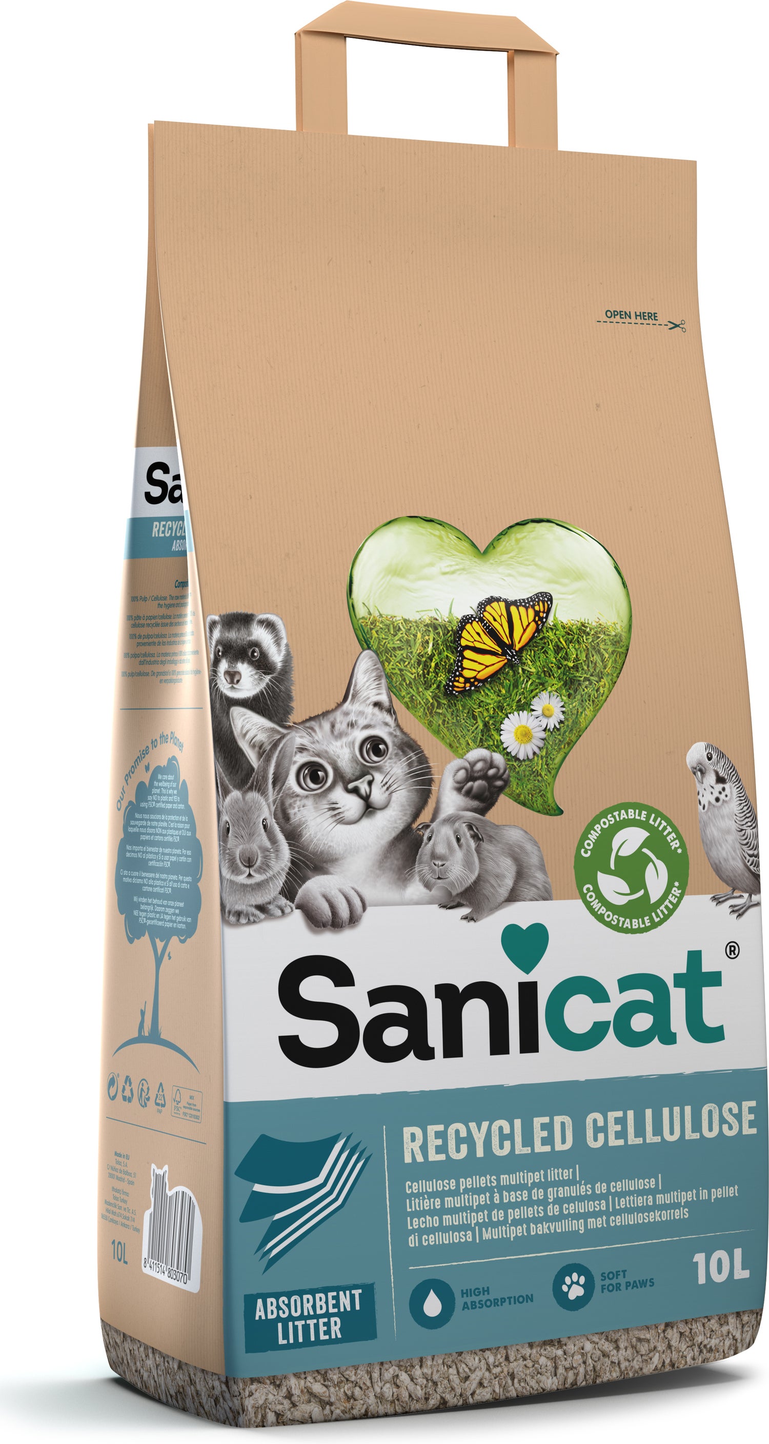 Sanicat kattenbakvulling Recycled Cellulose 10 L