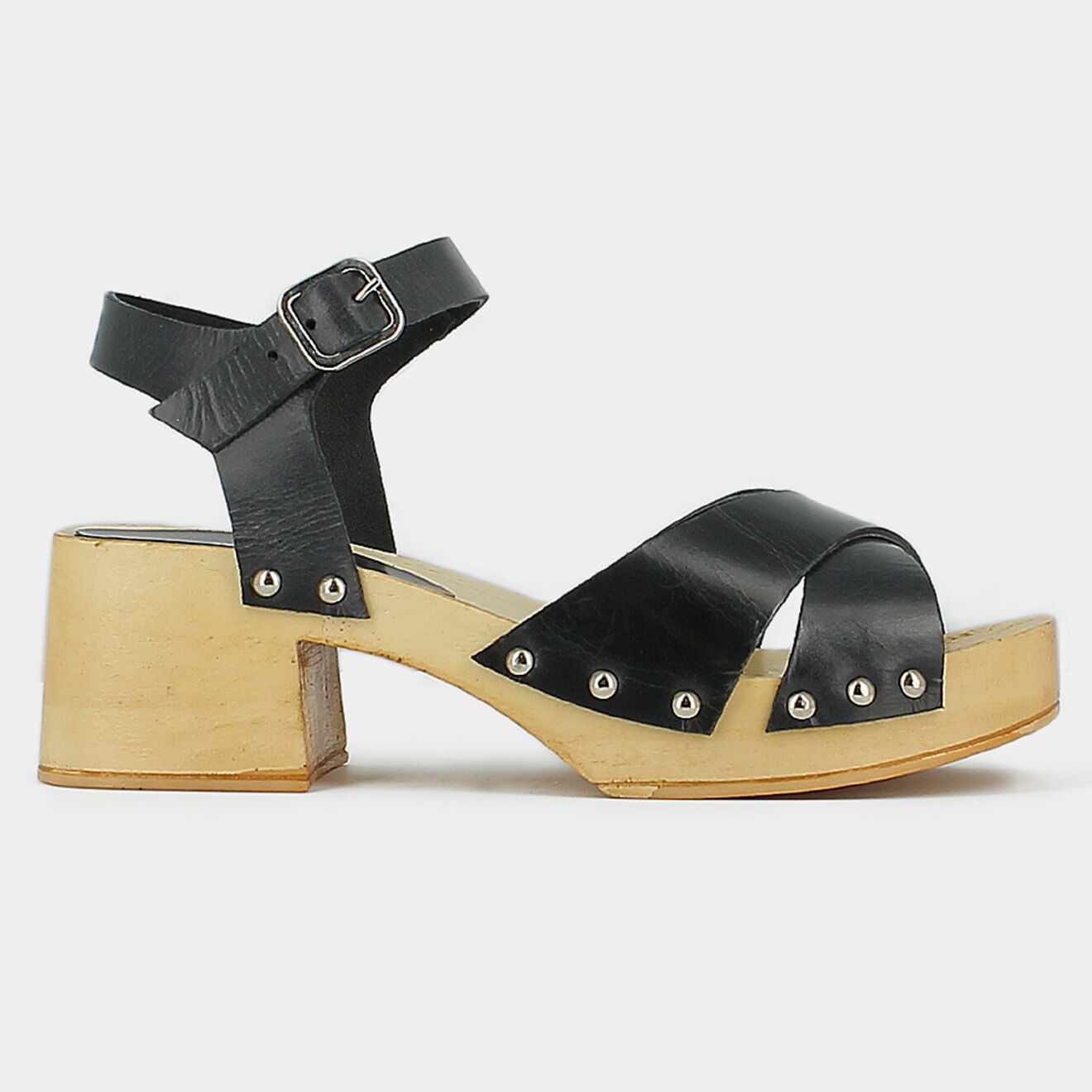 Jonak Sandales sabots en Cuir Mae noires - Talon 3 cm