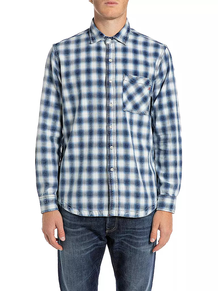 REPLAY Hemd Regular Fit  blau
