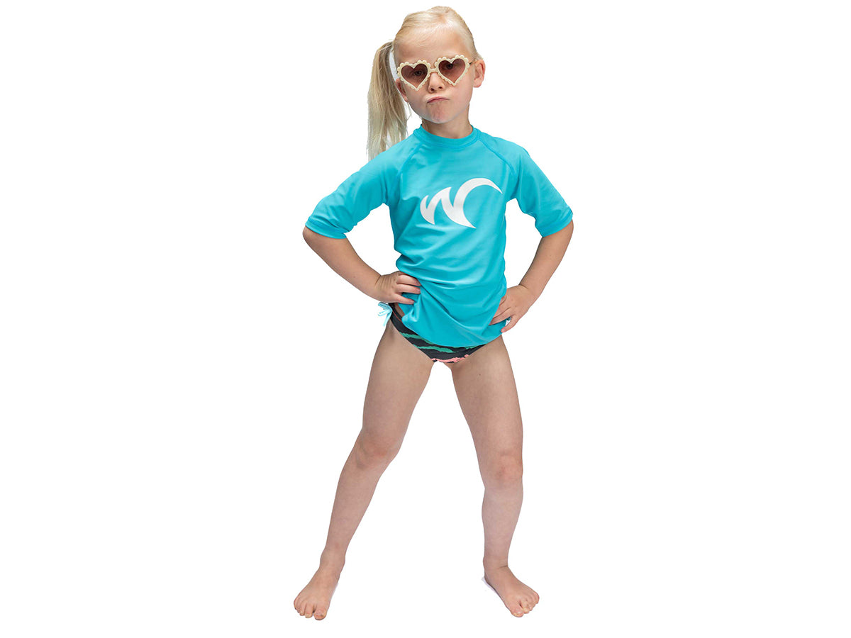 Watrflag Valencia korte mouw UPF 50+ Turquois Kids Rashguard