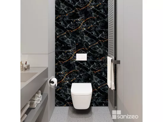 Lot de 2 Panneaux d'Habillage pour Douche et Baignoire, L120*l120*0.4 cm, effet marbre gris, Promise by SANIZÉO
