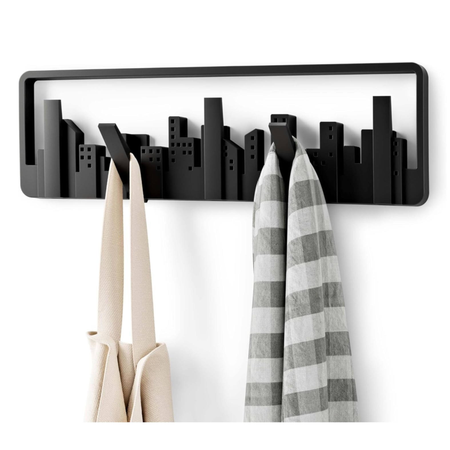 (495x140mm) Skyline Garderobenleiste 5-facher Universal Wand Kleiderhaken (318190-040) - Schwarz