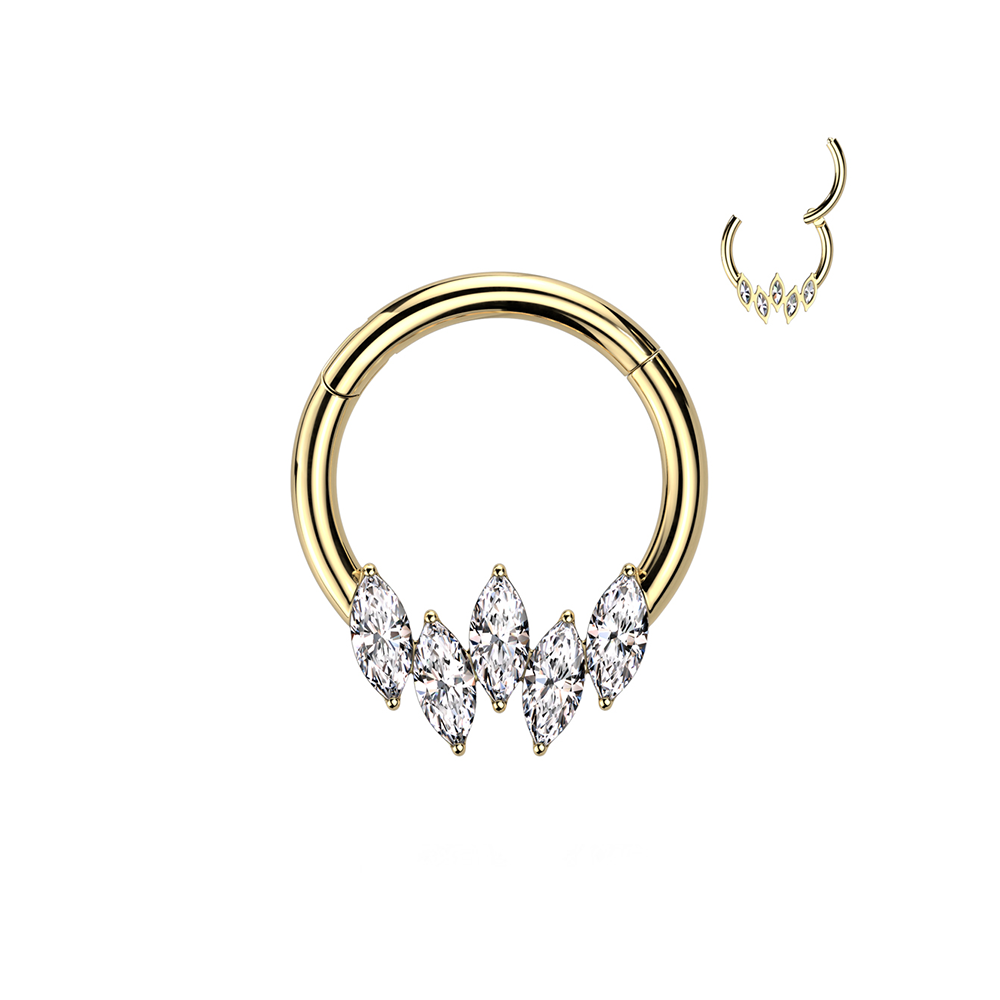 (8mm) Helix / Tragus / Septum 316L Chirurgenstahl Mehrzweck Piercing Ring mit Klickverschluss - Gold