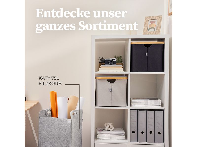 Hennez Wäschekorb  Adrian 40 l, Grau/Nature Faltbare Aufbewahrungsbox