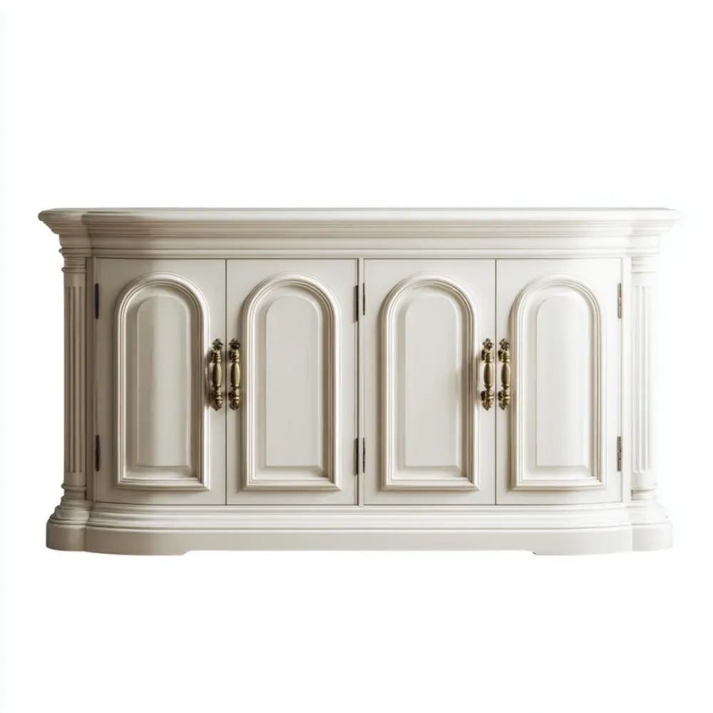 Sideboard Massivholz 150x45x85 cm - Wei? - Klassisches Design