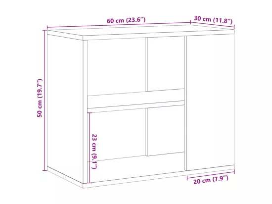 Armoire latérale vieux bois 60x30x50 cm bois d'ingénierie