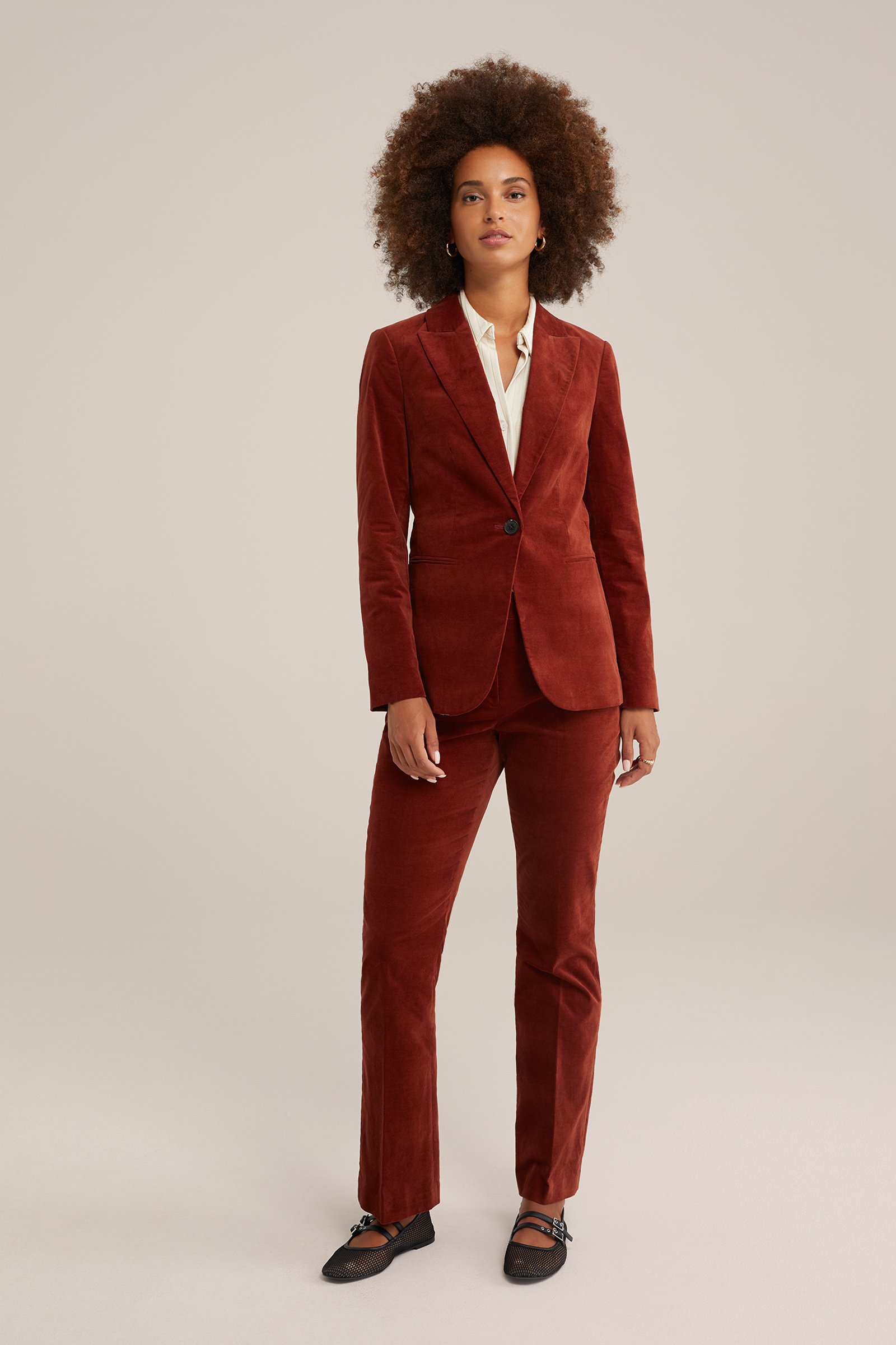 velvet flared pantalon WE Fashion Bruin