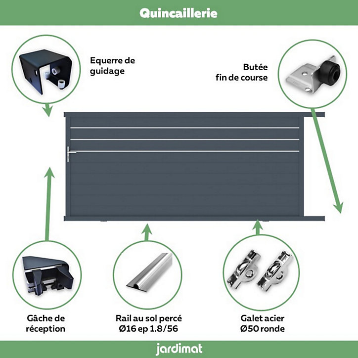 Portail Jardimat coulissant aluminium Alpes Trio gris anthracite - 300 x h.160 cm