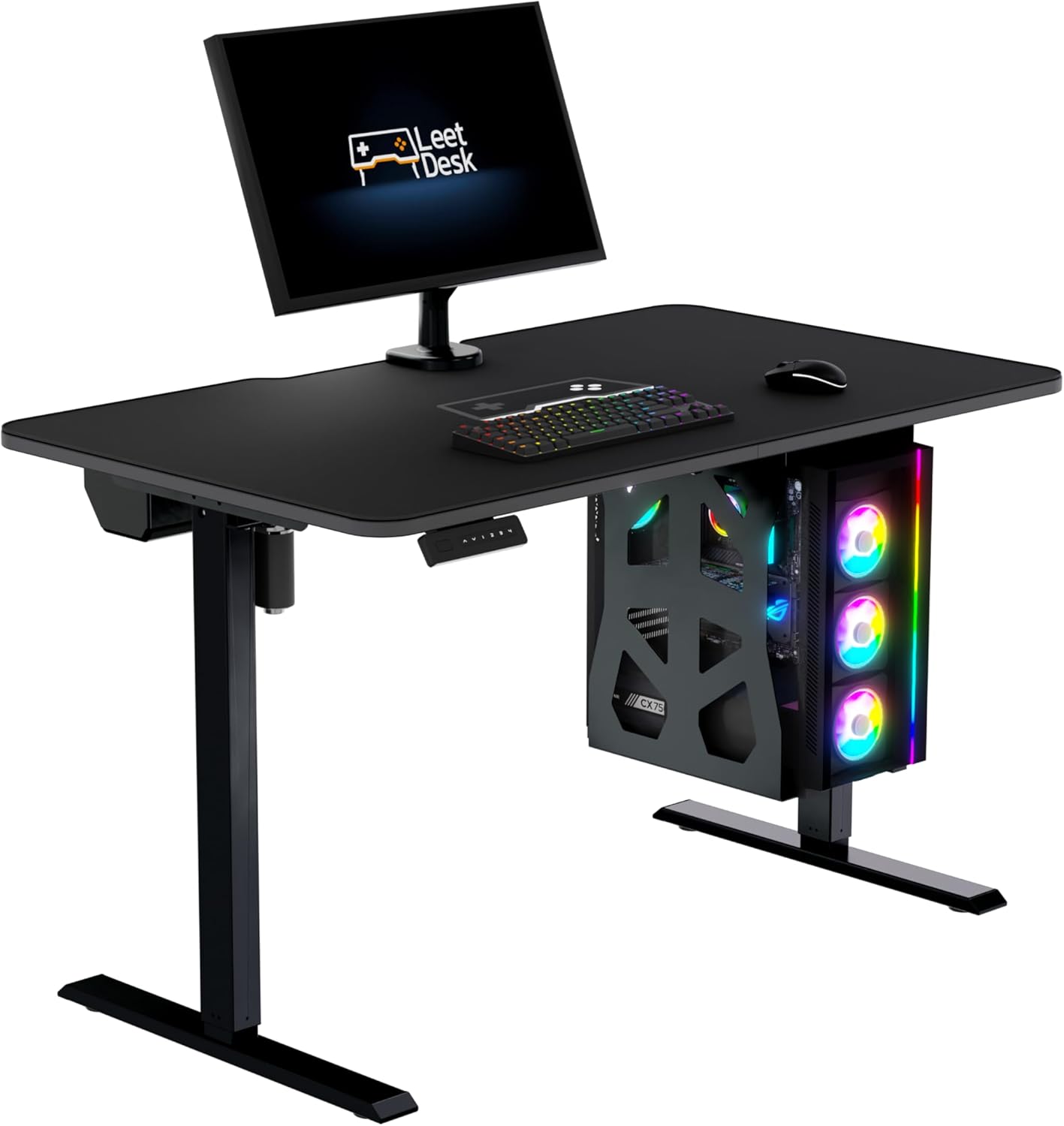 Entry Bundle: Elektrisch höhenverstellbarer Gaming Tisch inkl. Deskpad Black Noise – Ergonomischer Gaming Schreibtisch und PC Tisch – Schwarz, 120 x 70 cm