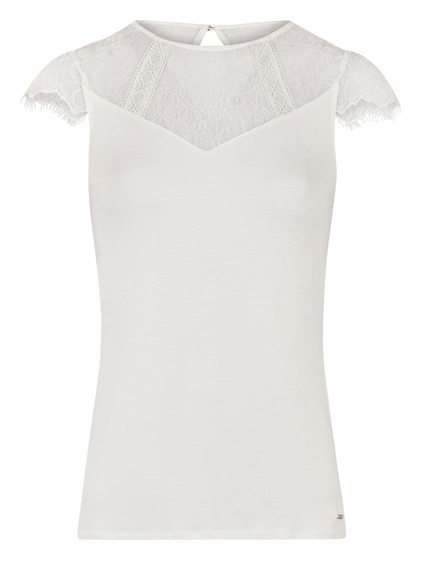 DGIULIA - Top col rond en dentelle | Blanc