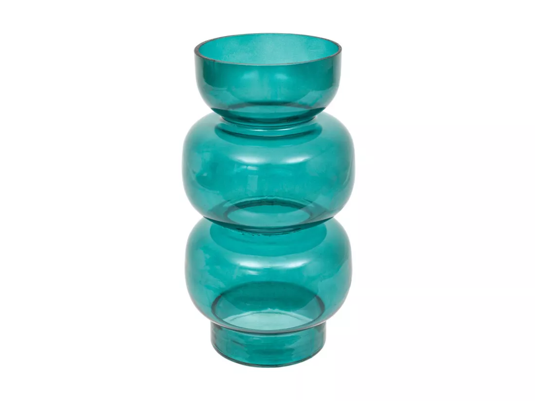Vase en verre modelé Bleu Canard H 25 cm