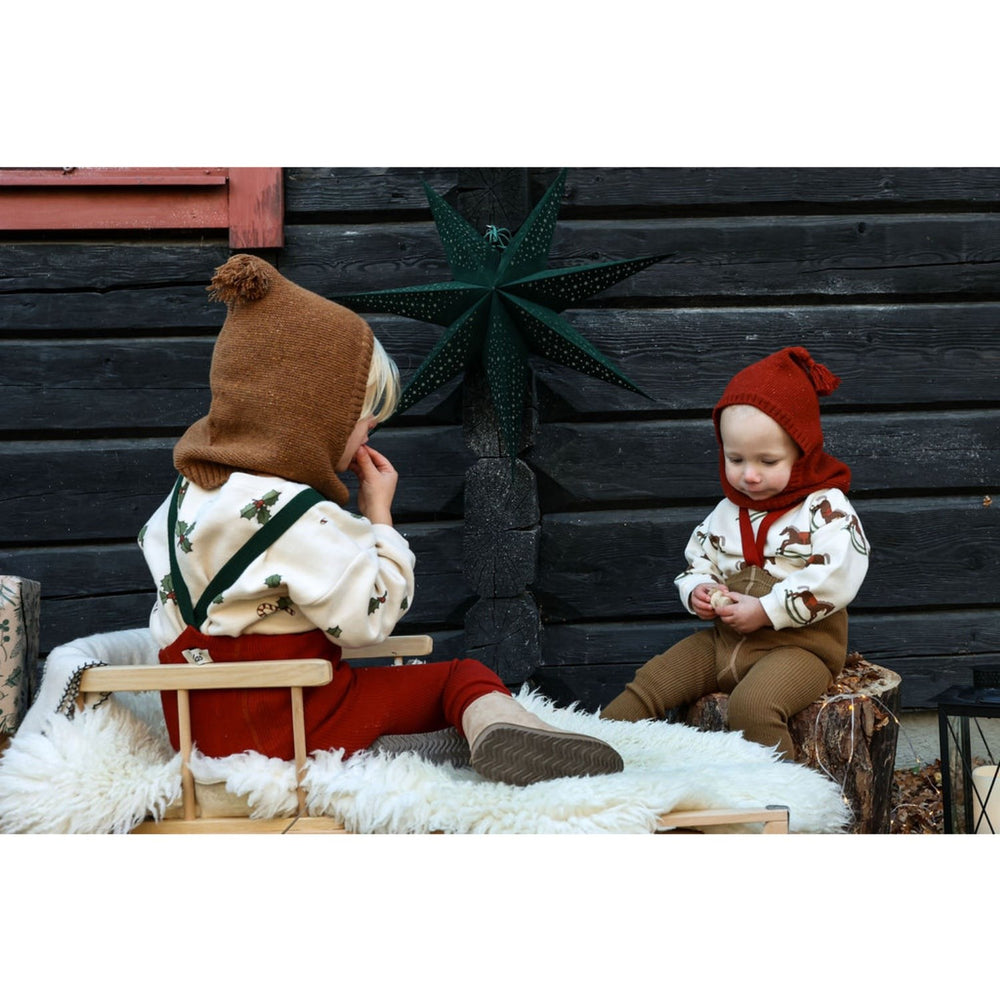 Køb Silly Silas Maple Leaf With Dark Forest Green Footless Strømpebukser Christmas Edition