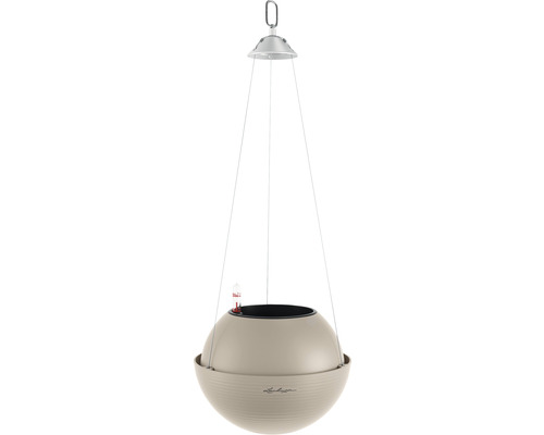 Lechuza Bola Color 23 hangpot, kunststof, 23 x 23 x 18 cm, zandbruin, inclusief zelfbewateringssysteem, plantenbak en substraat