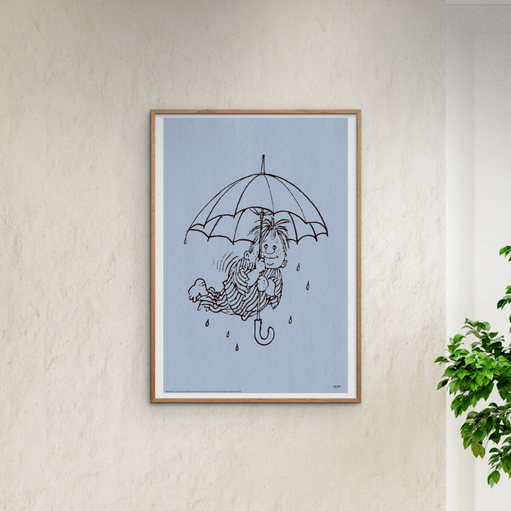 Køb Poster & Frame Astrid Lindgren - Umbrella - Karlsson On The Roof