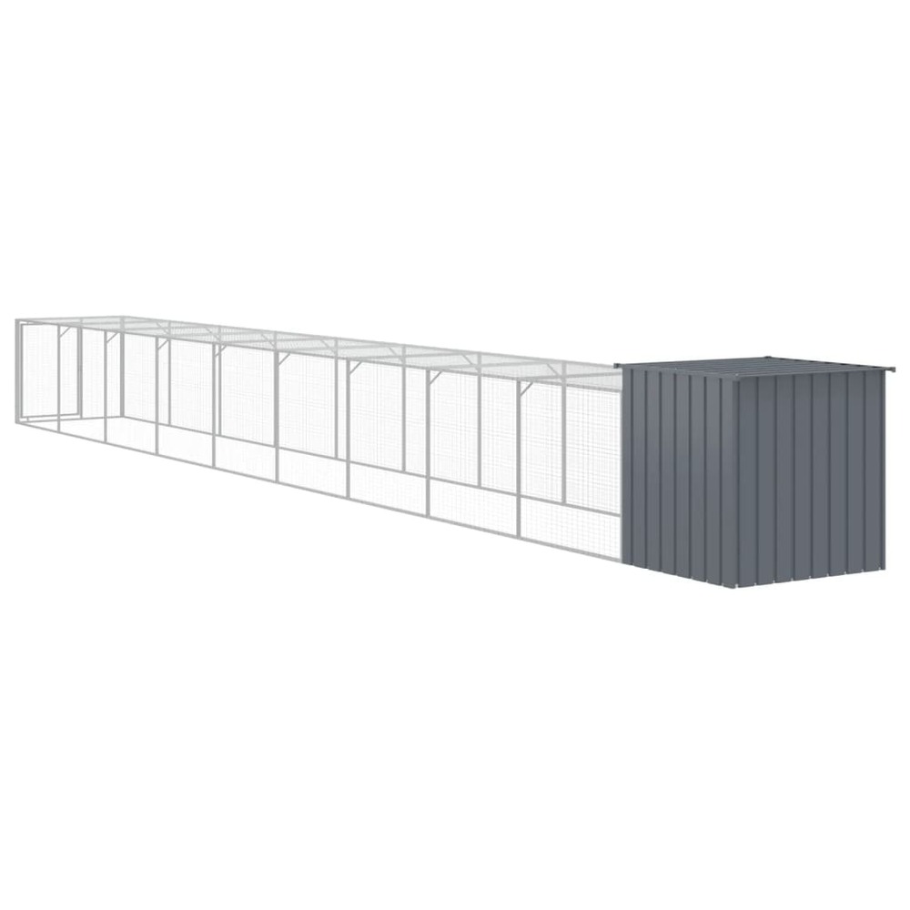 Poulailler avec cour anthracite 110x1017x110 cm acier galvanisé