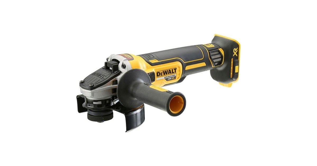 DEWALTBrushless accu Haakse slijper met schuifschakelaar DCG405NT  (Zwart/geel, 18V, 125m, accu en oplader niet inbegrepen )