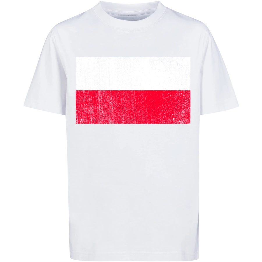 F4NT4STIC T-Shirt Poland Polen Flagge distressed weiß