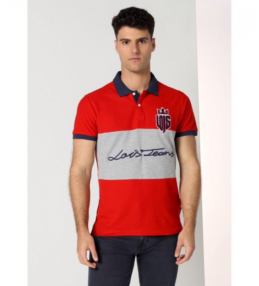 Polo Lois de manga curta vermelha e cinza