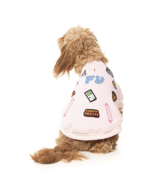 Fuzzyard The Letterman Jacket Roze - Hondenkleding