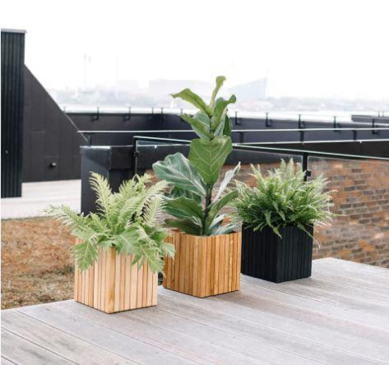 Squarely Copenhagen GrowON plantenbak incl waterreservoir 22x22 donker eiken