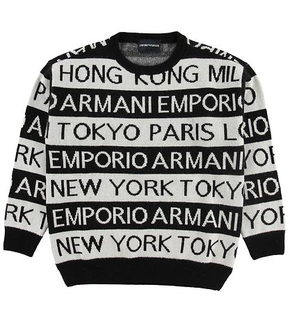 Emporio Armani Pullover - Wolle - Schwarz/Weiß gestreift
