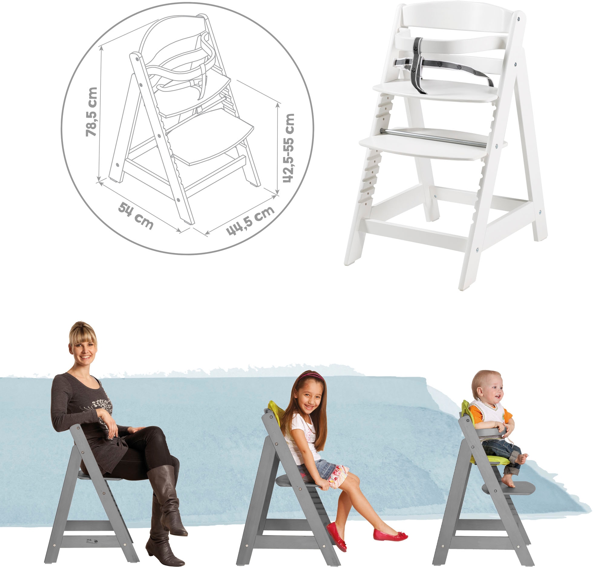 roba® Hochstuhl »Treppenhochstuhl Sit Up Click, weiss« () aus Holz