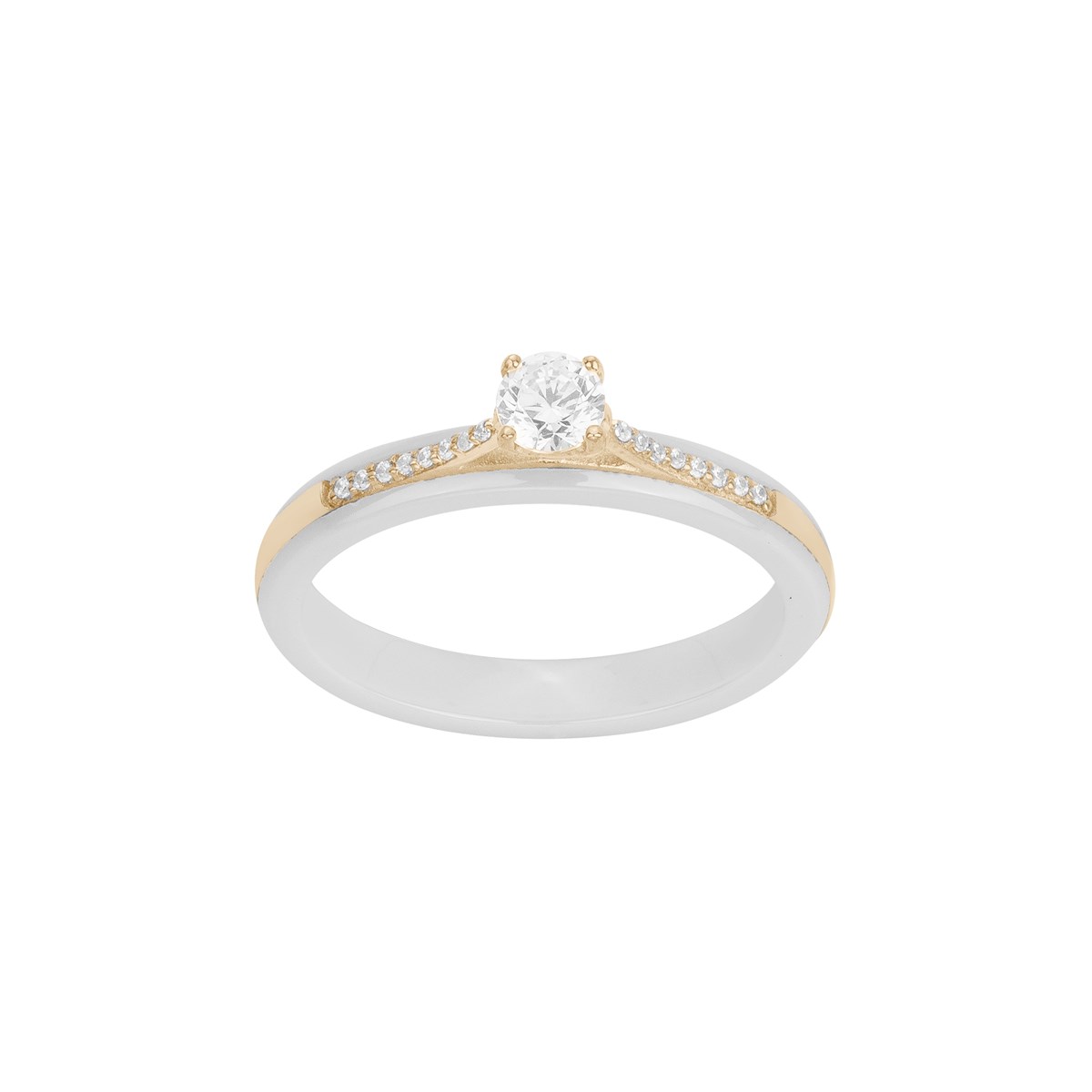 Bague de fiançailles en Plaqué Or avec oxyde de zirconium blanc