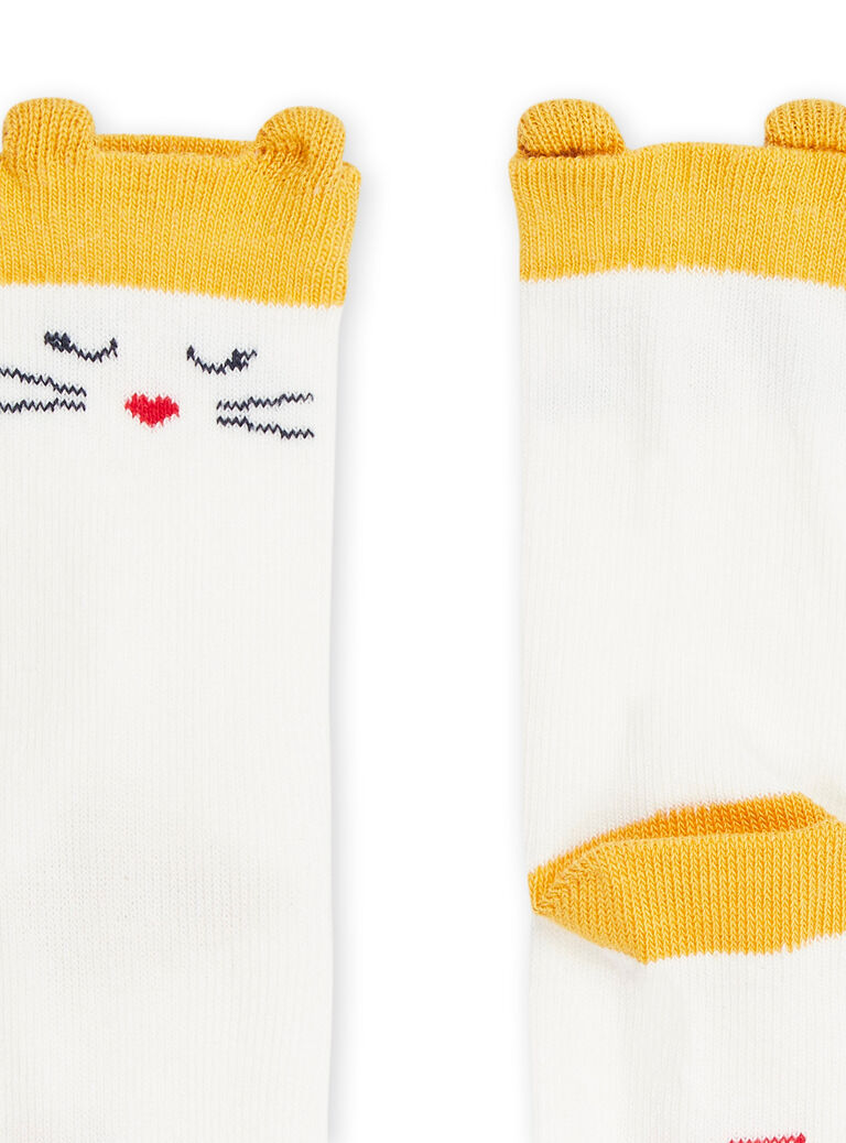Chaussettes écrues à animation oreilles de chat 3D