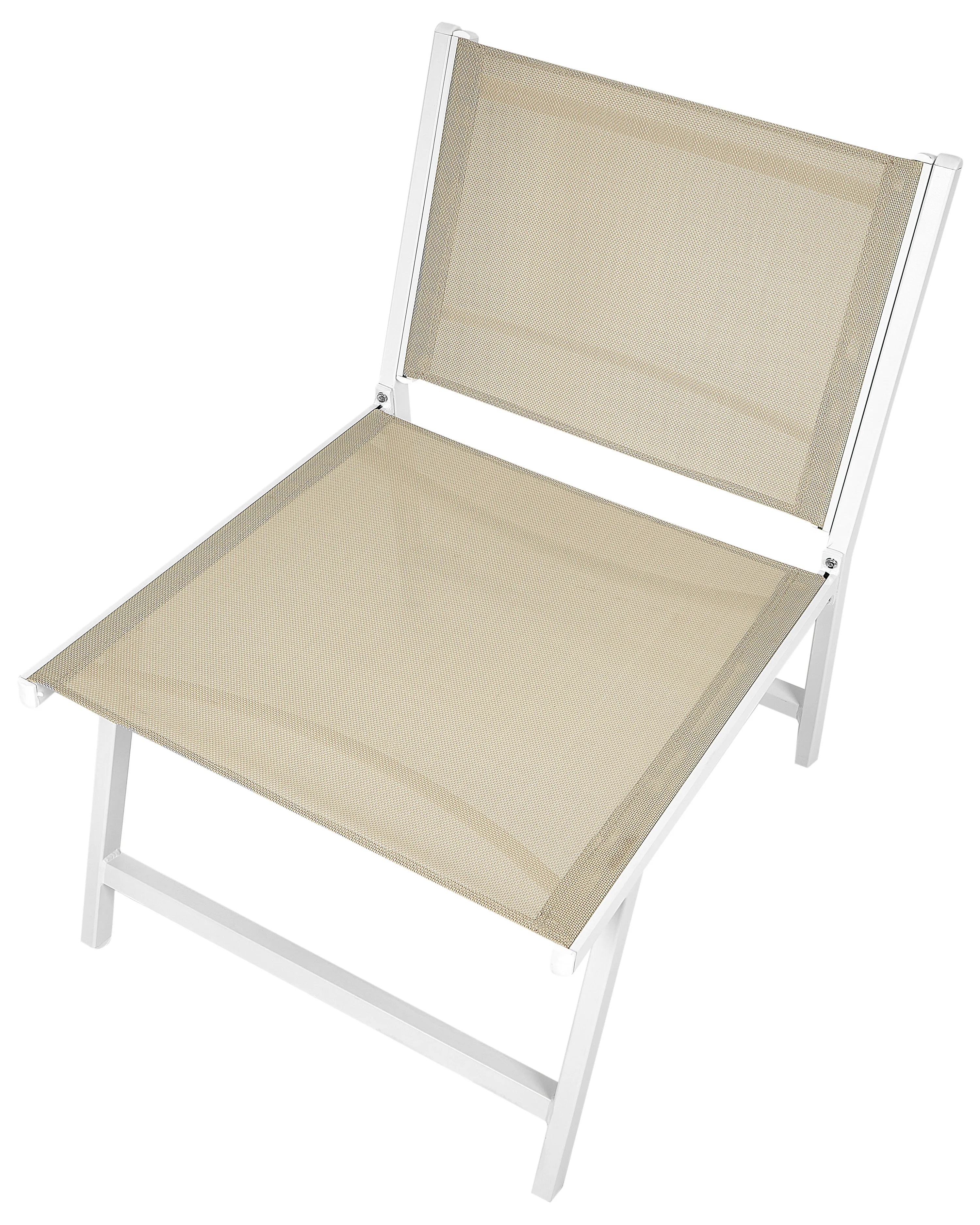 Set van 2 tuinstoelen MARCEDDI met voetenbank Metaal Wit/beige