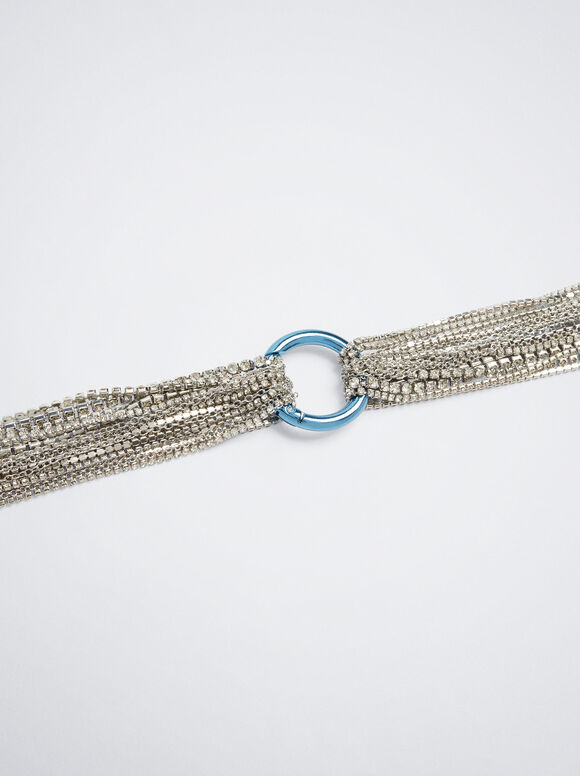 Colar com diamantes - folheado a ouro